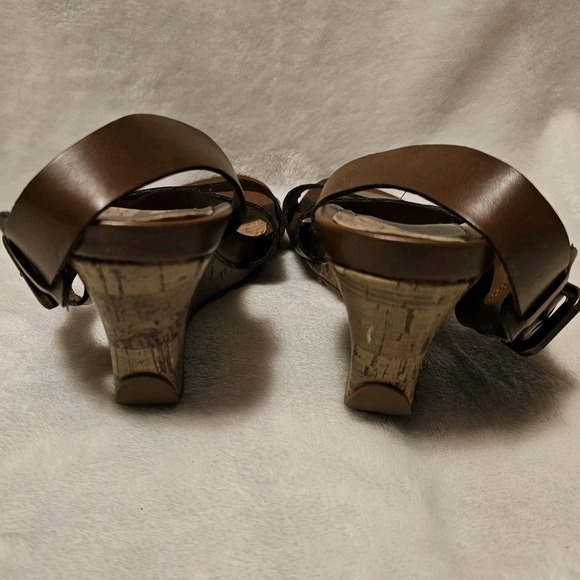 Montego Bay Club Cork-Like Brown Wedge Sandals Women's Size 7 - Picture 2 of 7